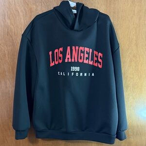 SHEIN Black Hoodie with Red Los Angeles Print